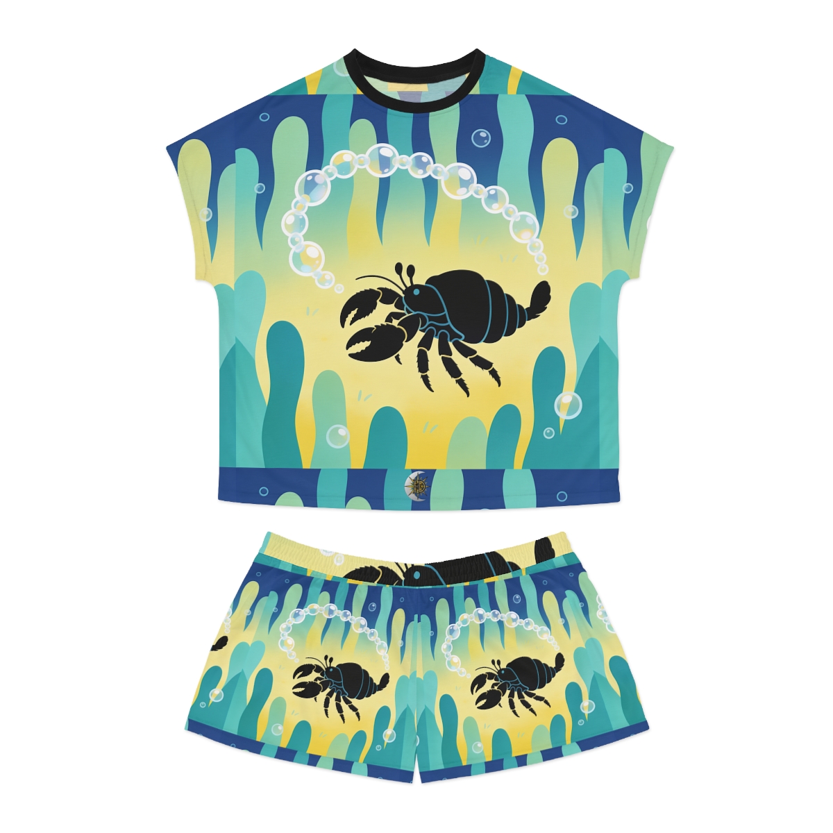 HD Bubble Trail Hermit Crab Women's Short Pajama Set