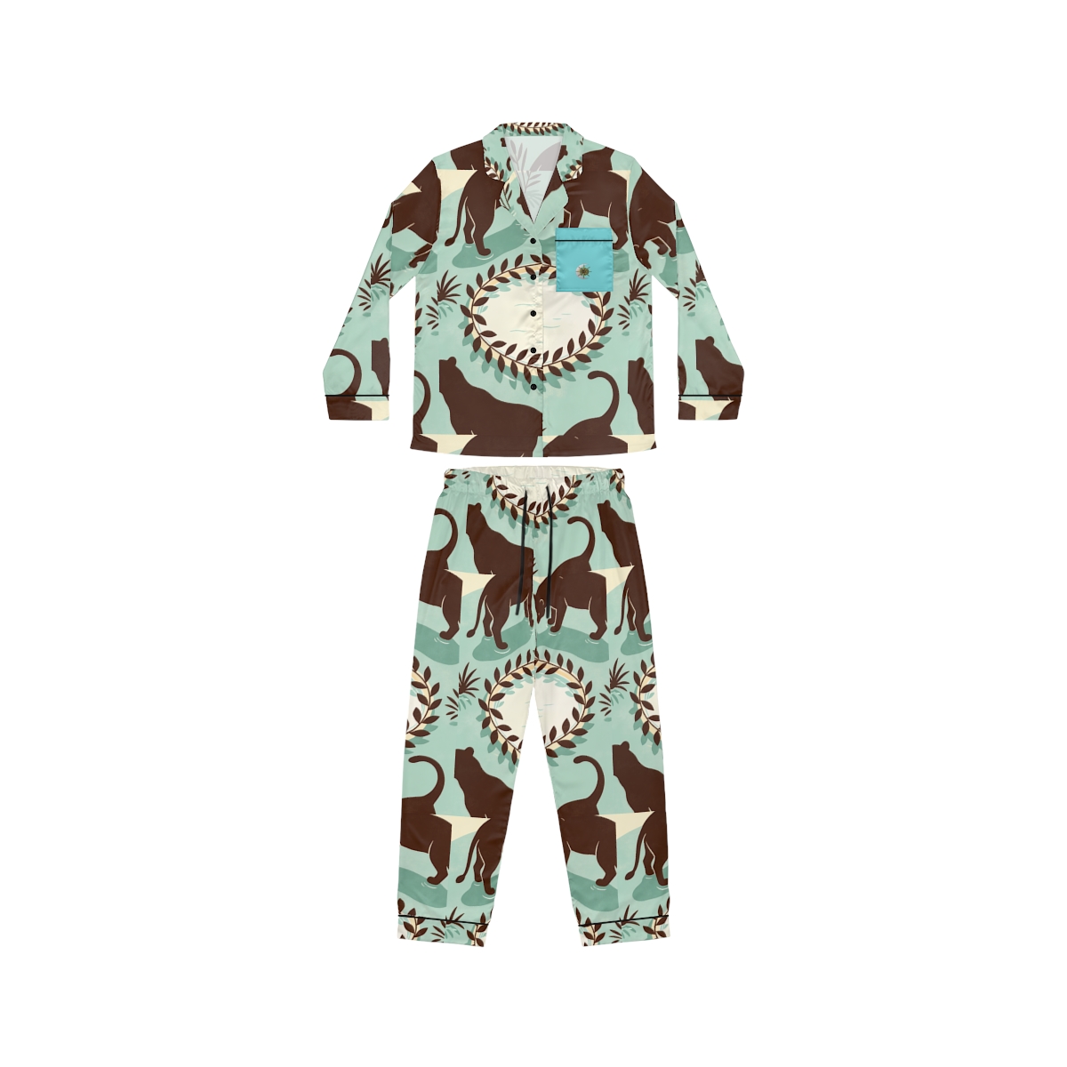 HD Panther Pond Women's Satin Pajama Set