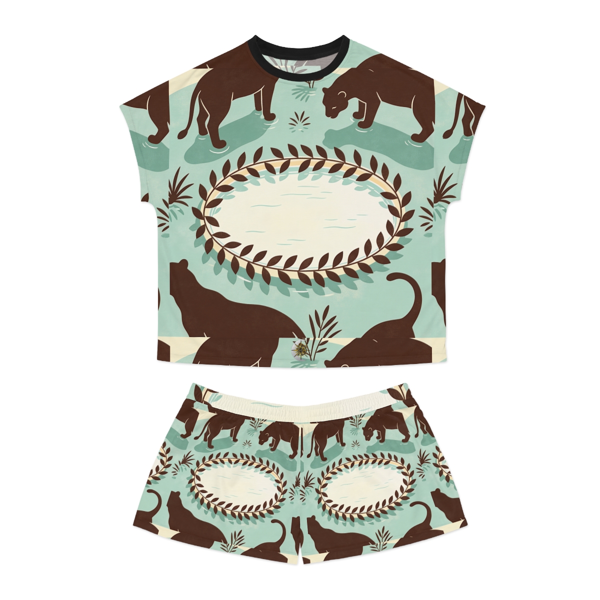 HD Panther Pond Women's Short Pajama Set