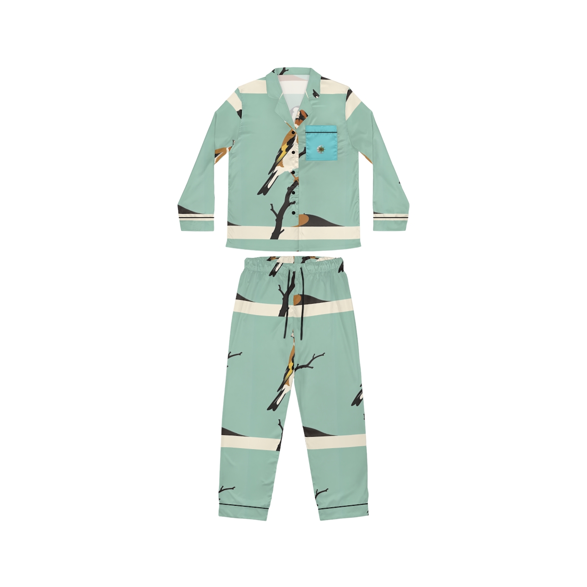 HD Meadow Goldfinch Women's Satin Pajama Set