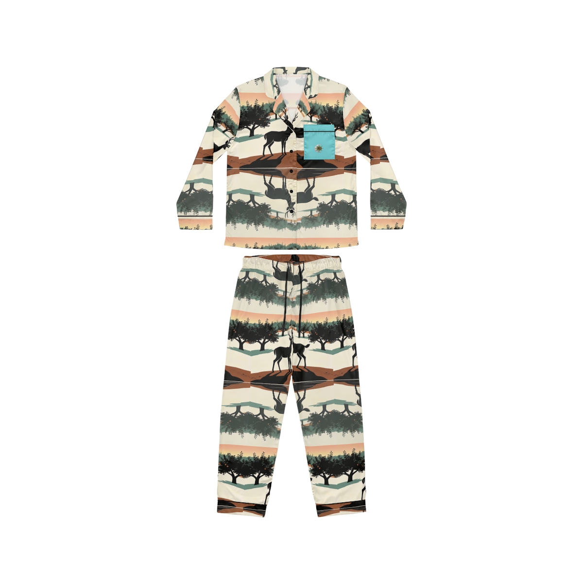 HD Orchard Deer Women's Satin Pajama Set