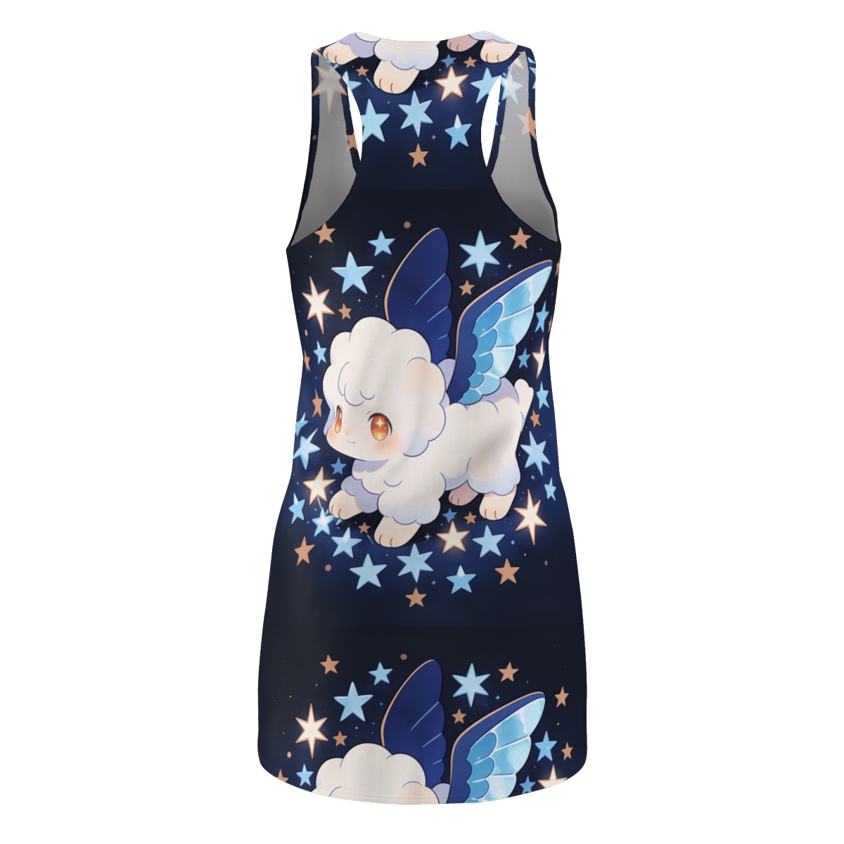HD Starcloud Companion Women's Cut & Sew Racerback Dress, back view.