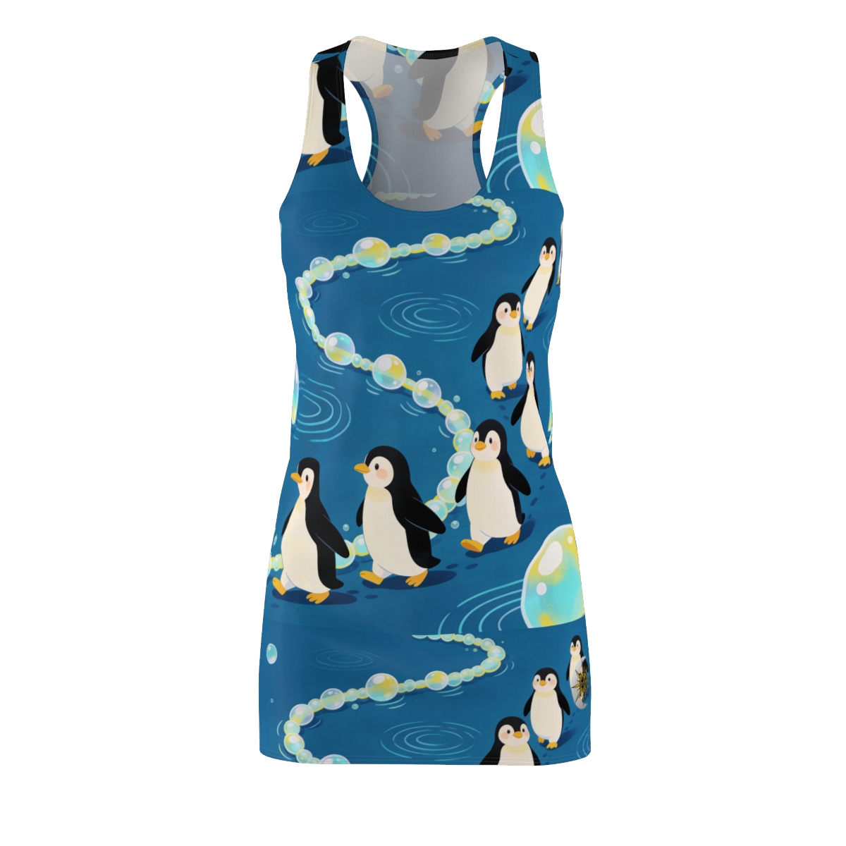 HD Bubbletrail Penguins Women's Cut & Sew Racerback Dress