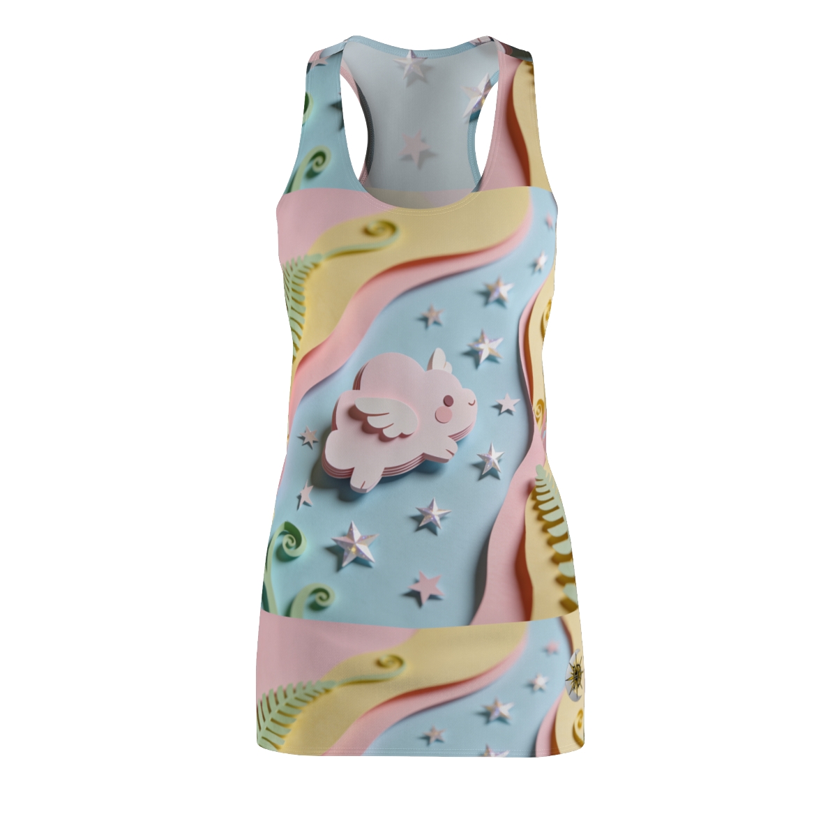 HD Pastel Cloudwing Women's Cut & Sew Racerback Dress