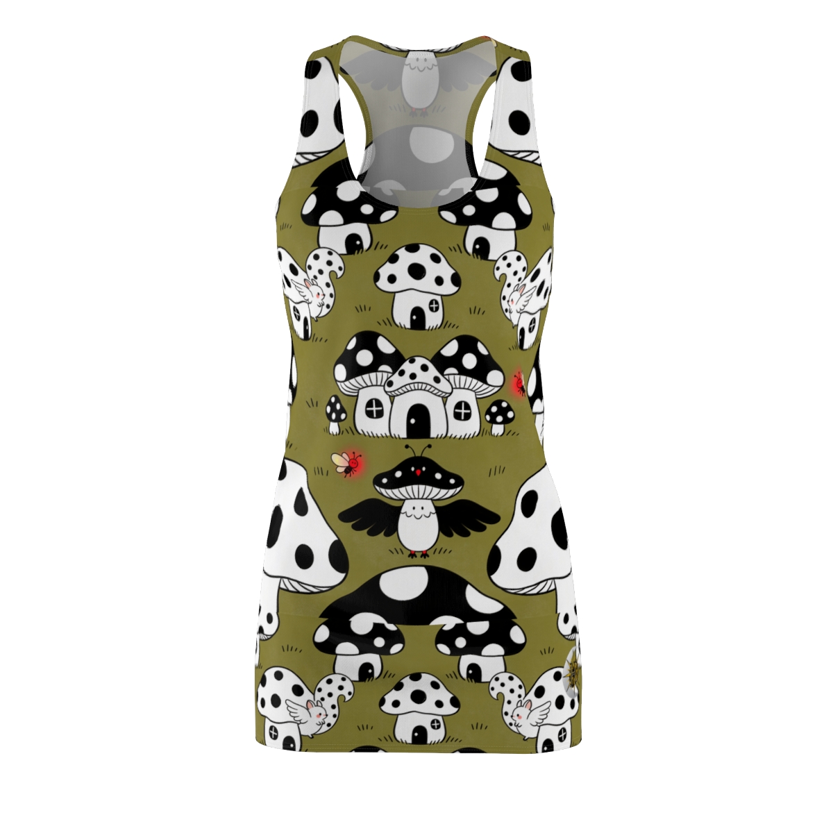 HD Polkadot Hollow Women's Cut & Sew Racerback Dress
