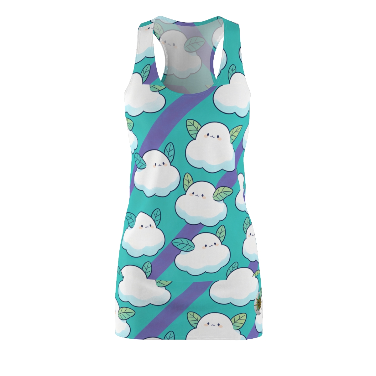 HD Azure Leafclouds Women's Cut & Sew Racerback Dress