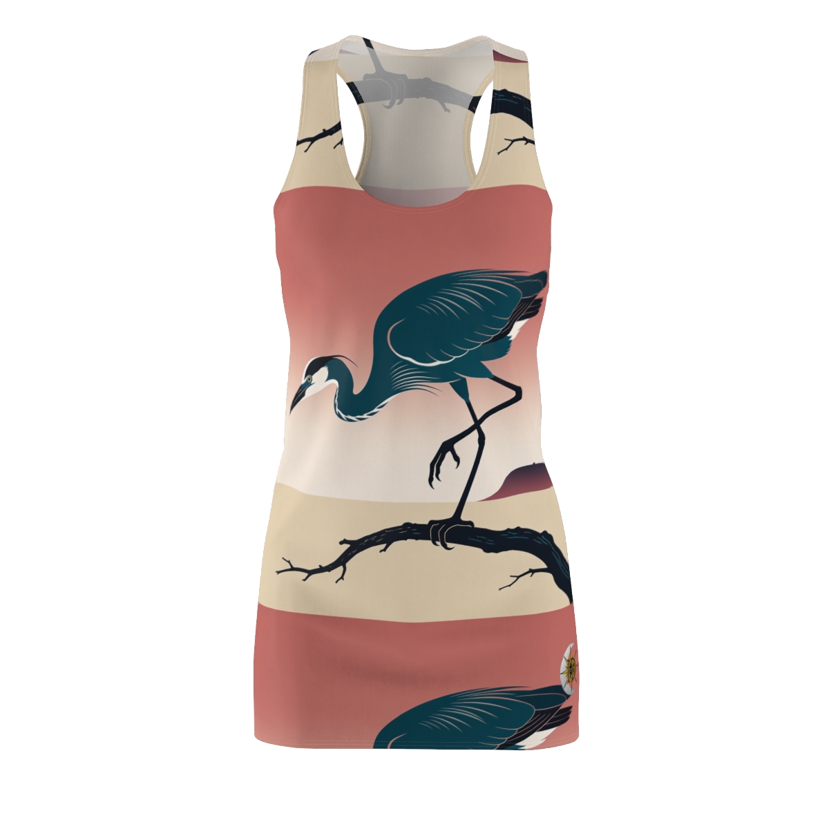 HD Coral Heron Women's Cut & Sew Racerback Dress