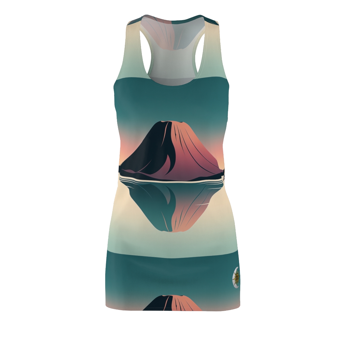 HD Rose Mountain Reflection Women's Cut & Sew Racerback Dress