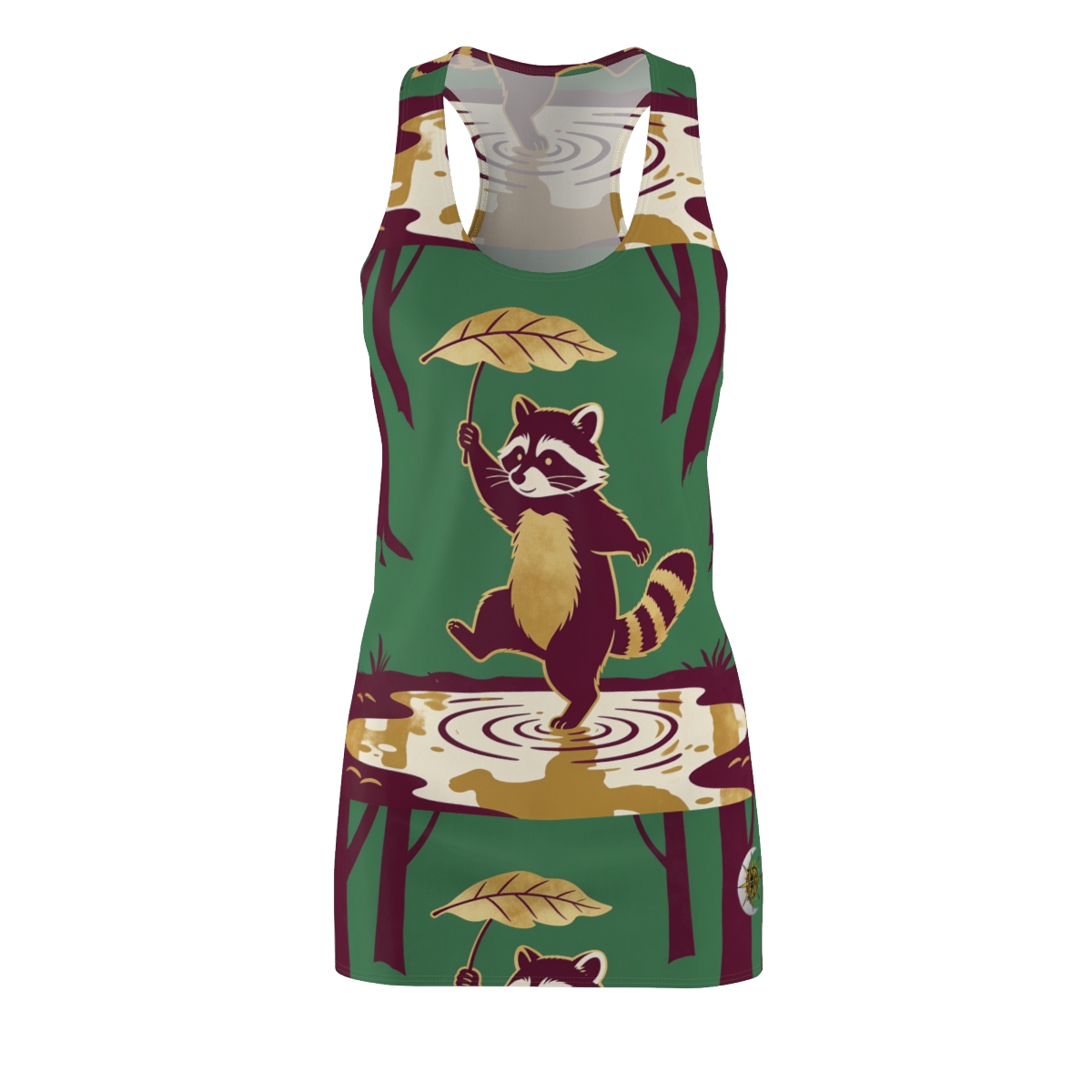 HD Leafstep Raccoon Women's Cut & Sew Racerback Dress