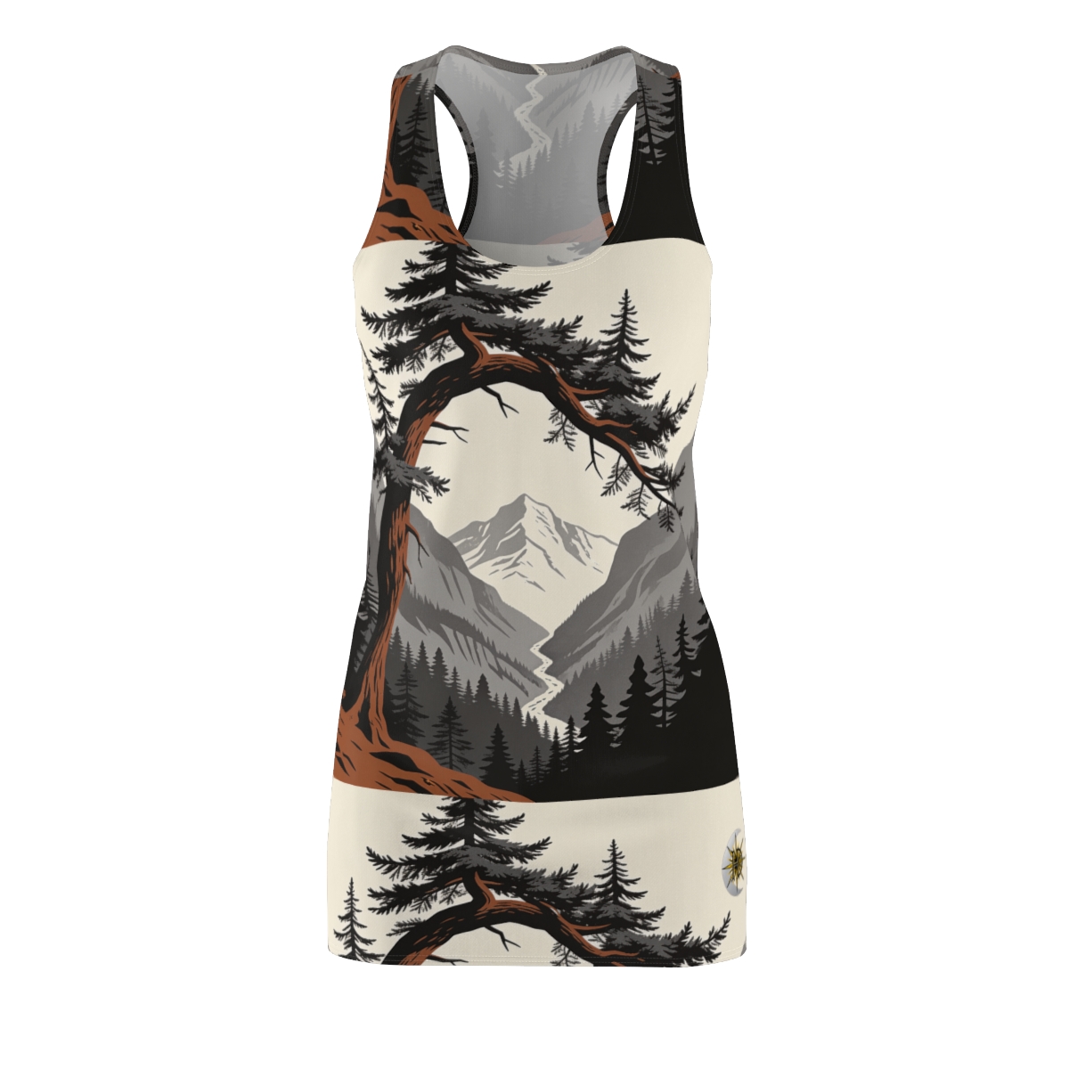HD Alpine Pine Arch Women's Cut & Sew Racerback Dress
