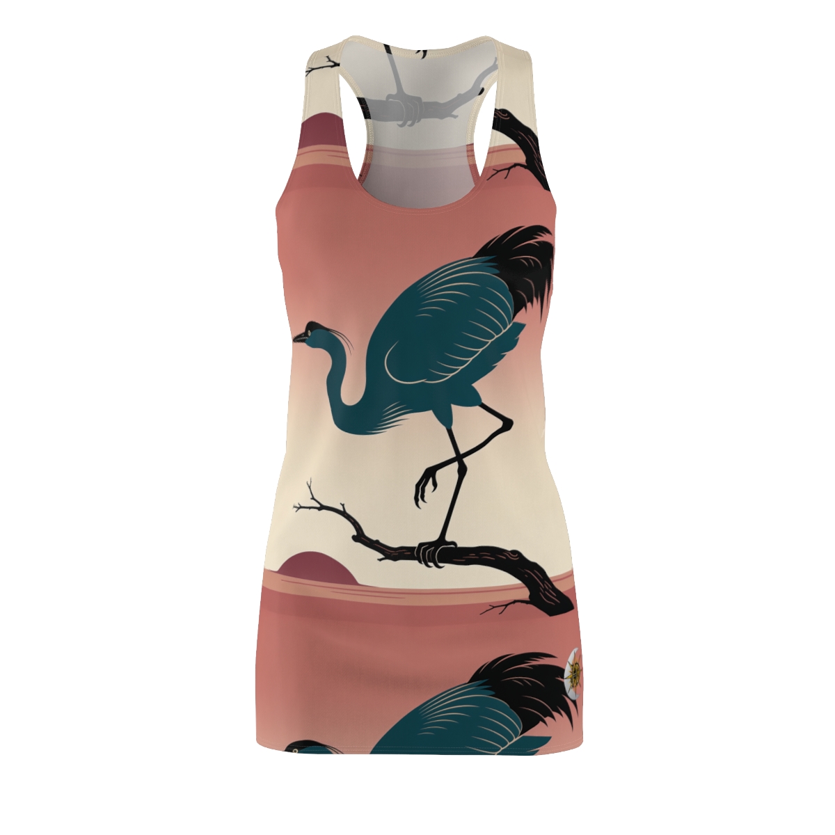 HD Twilight Heron Women's Cut & Sew Racerback Dress