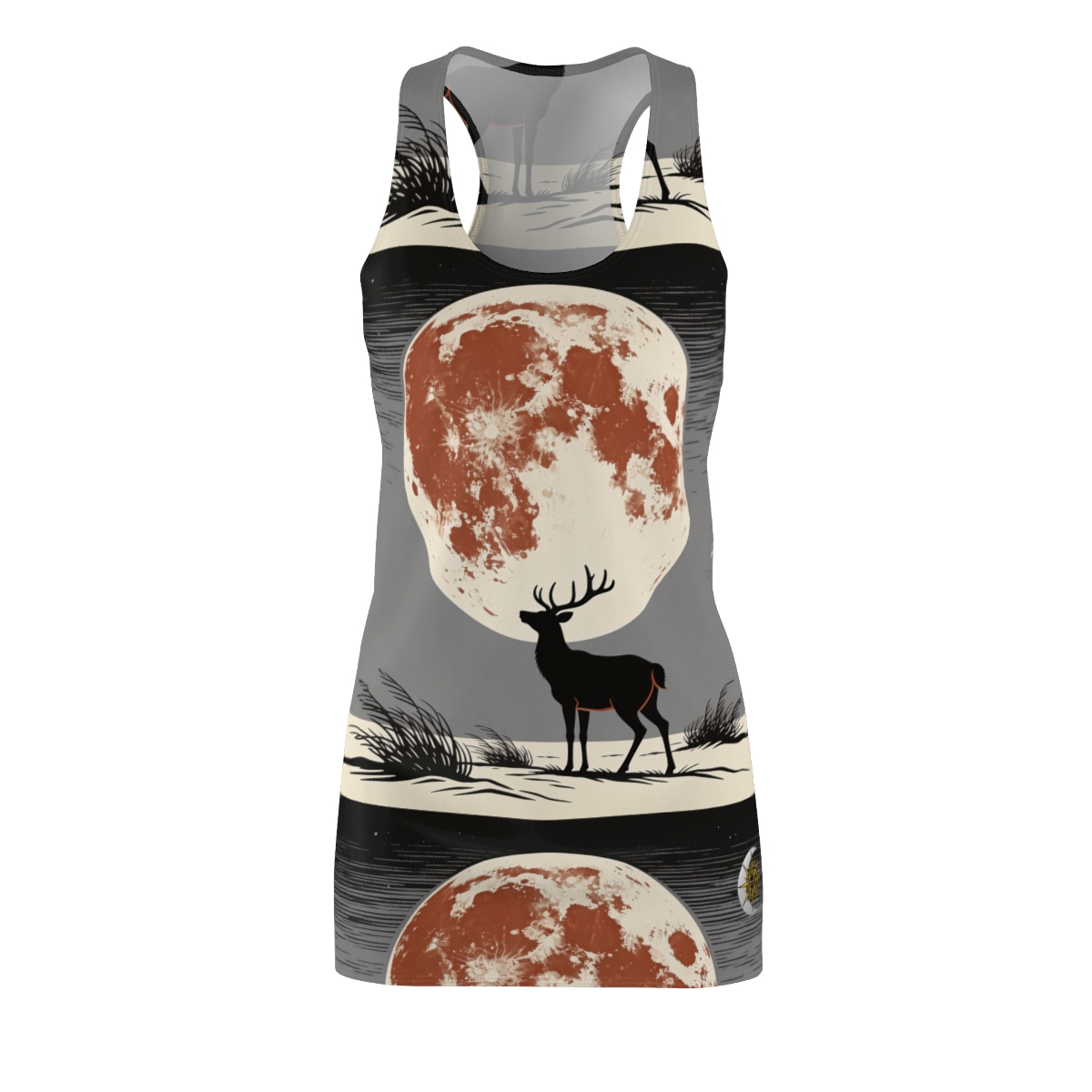 HD Copper Moon Stag Women's Cut & Sew Racerback Dress