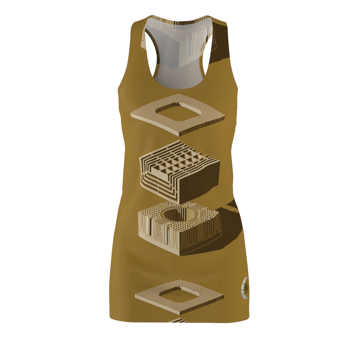 HD Ochre Lattice Women's Cut & Sew Racerback Dress