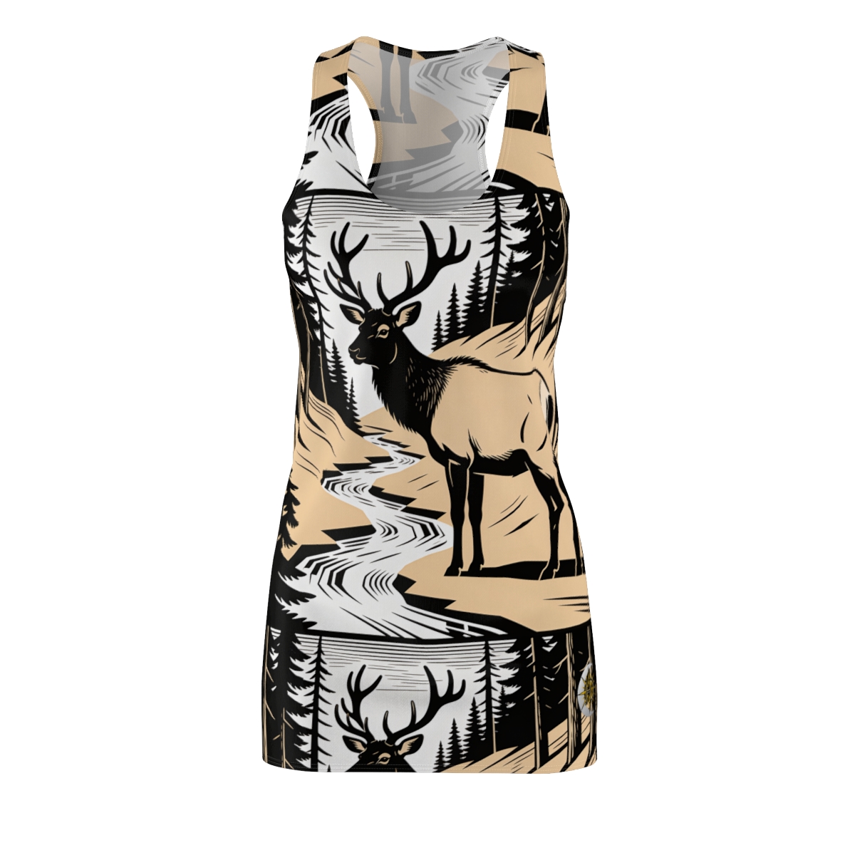 HD Creekside Stag Women's Cut & Sew Racerback Dress