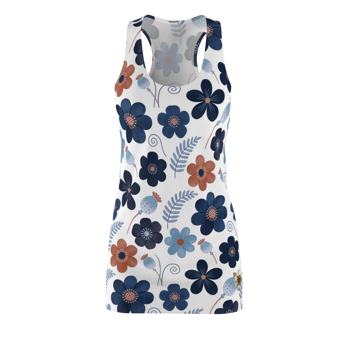 HD Midnight Meadow Florals Women's Cut & Sew Racerback Dress