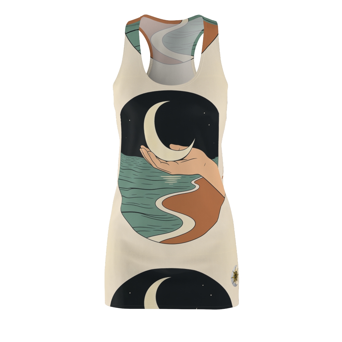 HD Moon in Hand Women's Cut & Sew Racerback Dress