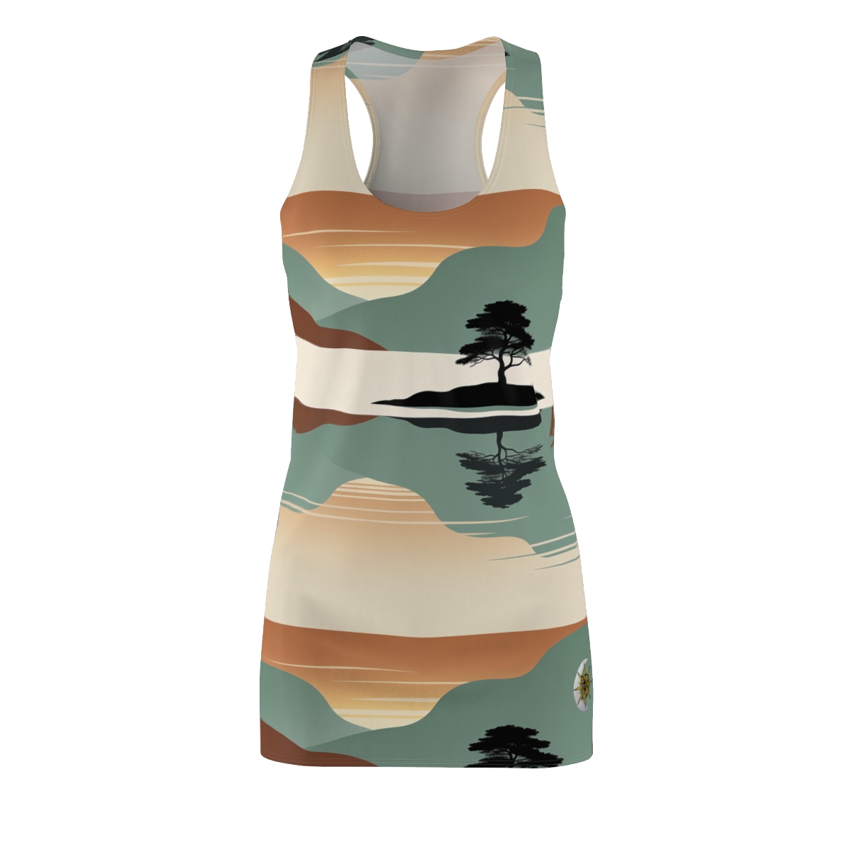 HD Quiet Lake Reflection Women's Cut & Sew Racerback Dress