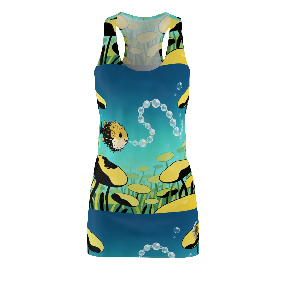 HD Bubblefin Meadow Women's Cut & Sew Racerback Dress