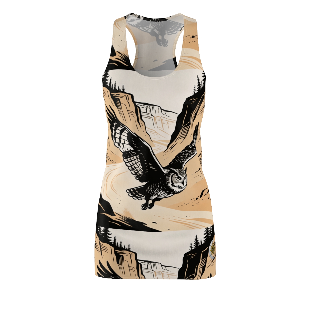 HD Canyon Owl Women's Cut & Sew Racerback Dress