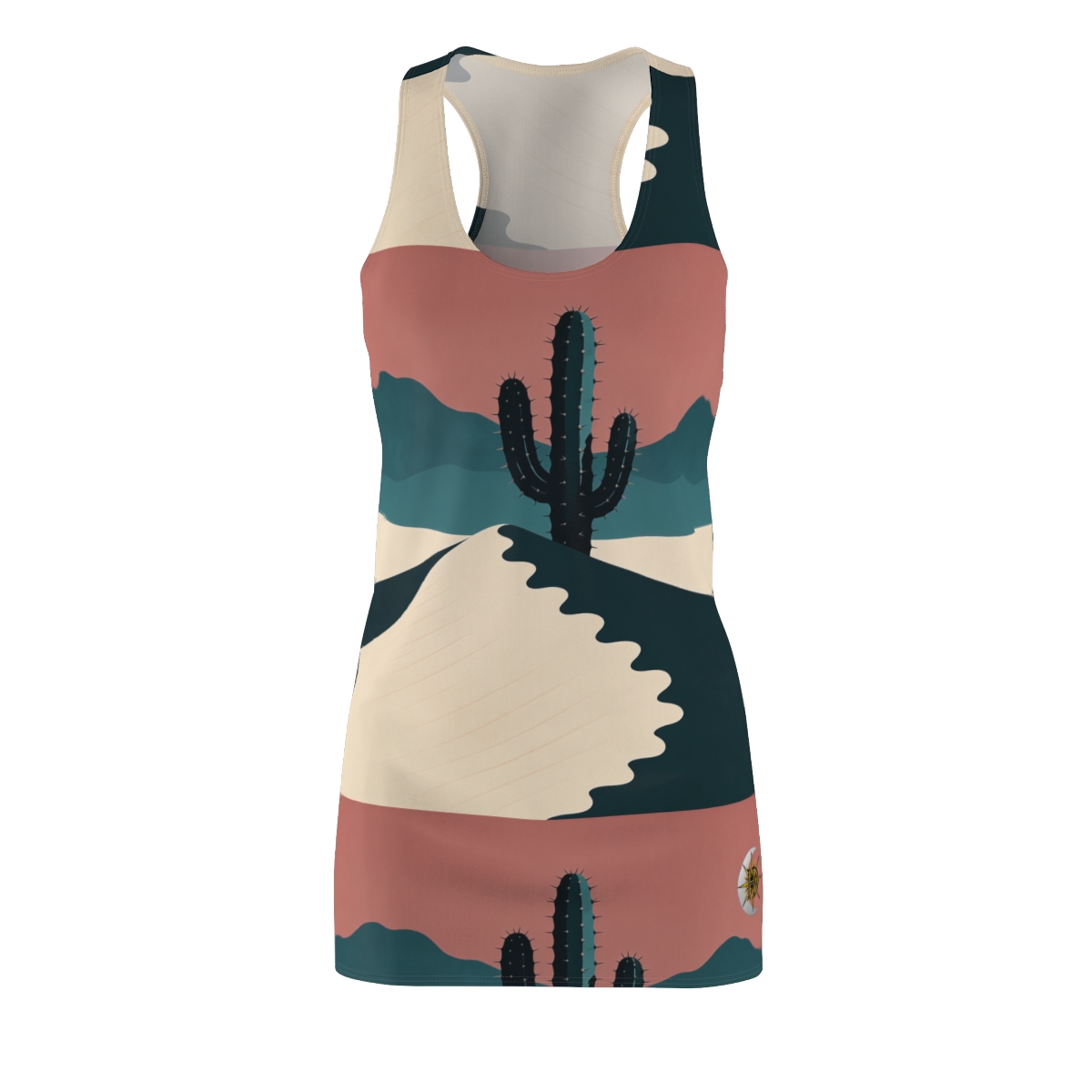 HD Desert Rose Cactus Women's Cut & Sew Racerback Dress