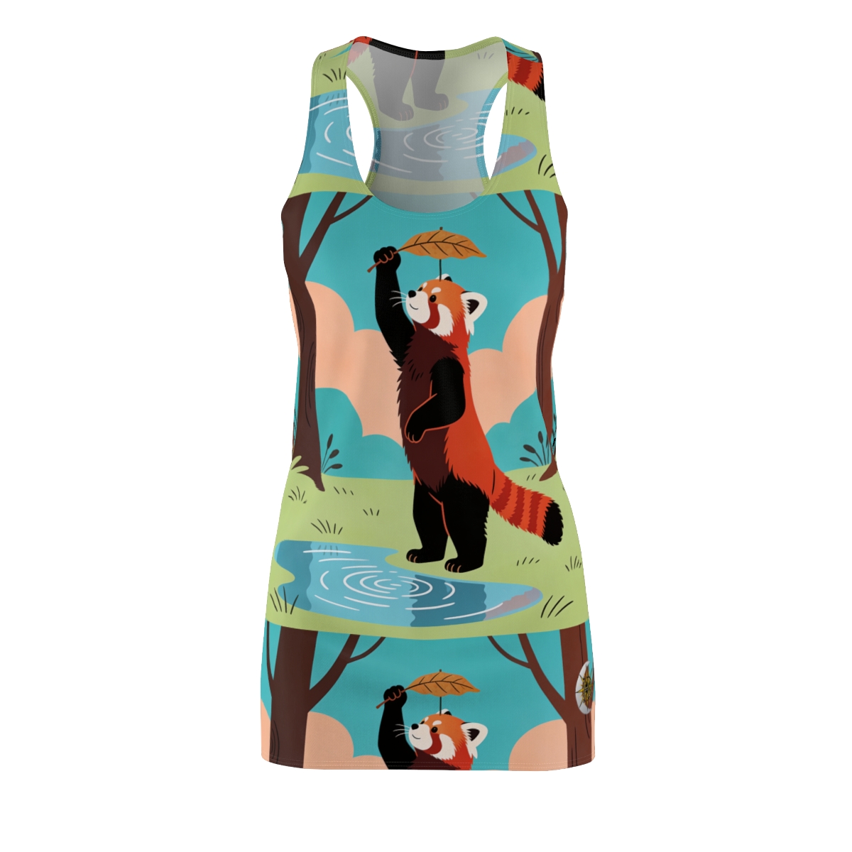 HD Leafplay Red Panda Women's Cut & Sew Racerback Dress