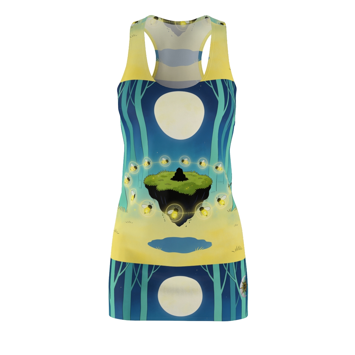 HD Firefly Moon Island Women's Cut & Sew Racerback Dress