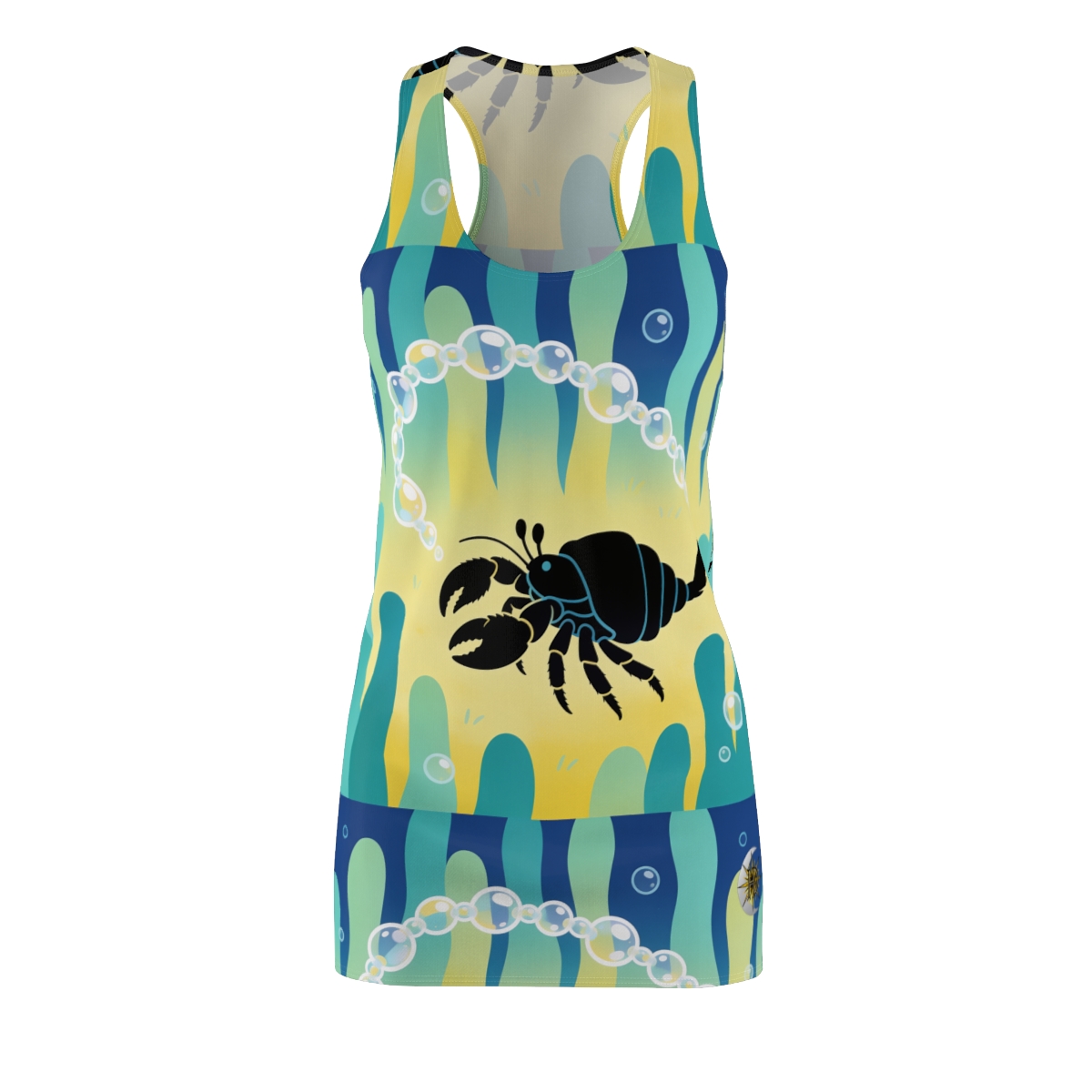 HD Bubble Trail Hermit Crab Women's Cut & Sew Racerback Dress