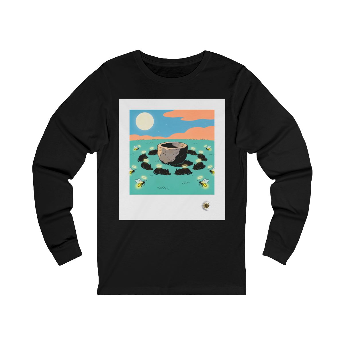 HD Moonhalo Cat Circle Unisex Jersey Long Sleeve Tee