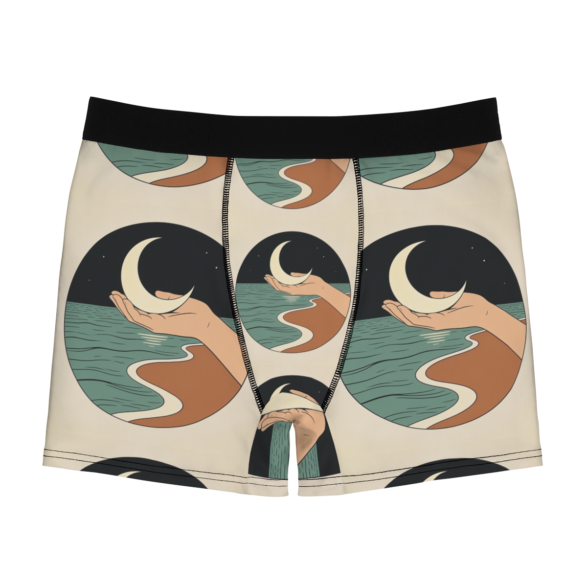 HD Moon in Hand Men's Boxer Briefs