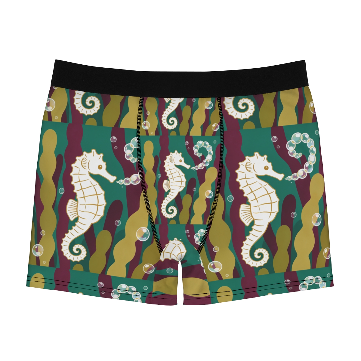 HD Seahorse Bubble Trail Men's Boxer Briefs