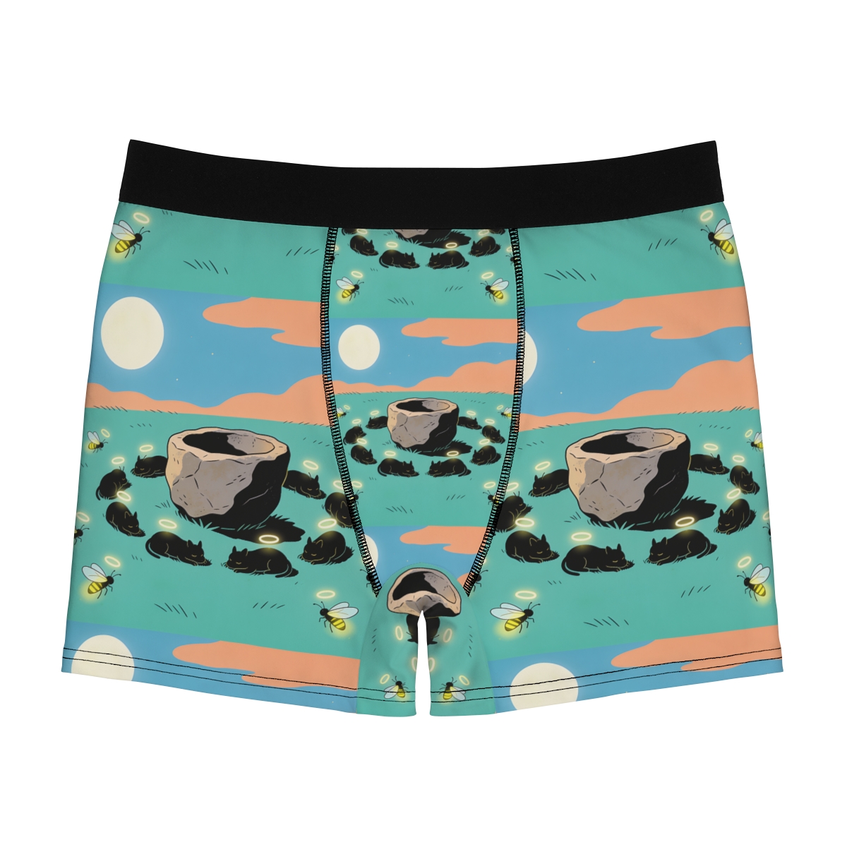 HD Moonhalo Cat Circle Men's Boxer Briefs