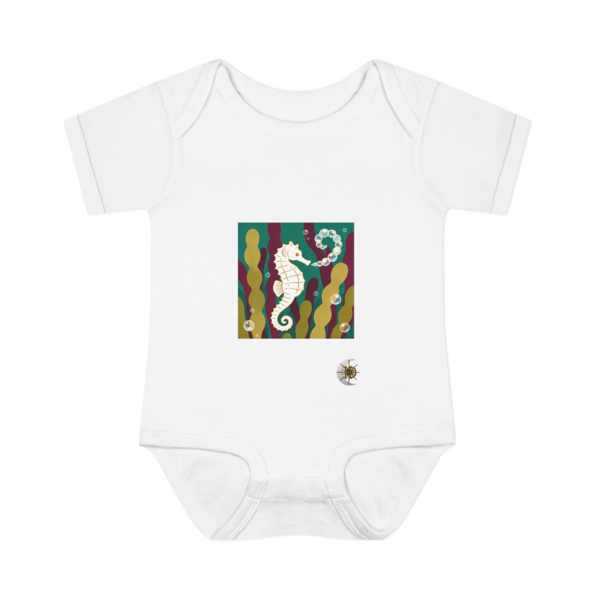 HD Seahorse Bubble Trail Infant Baby Rib Bodysuit