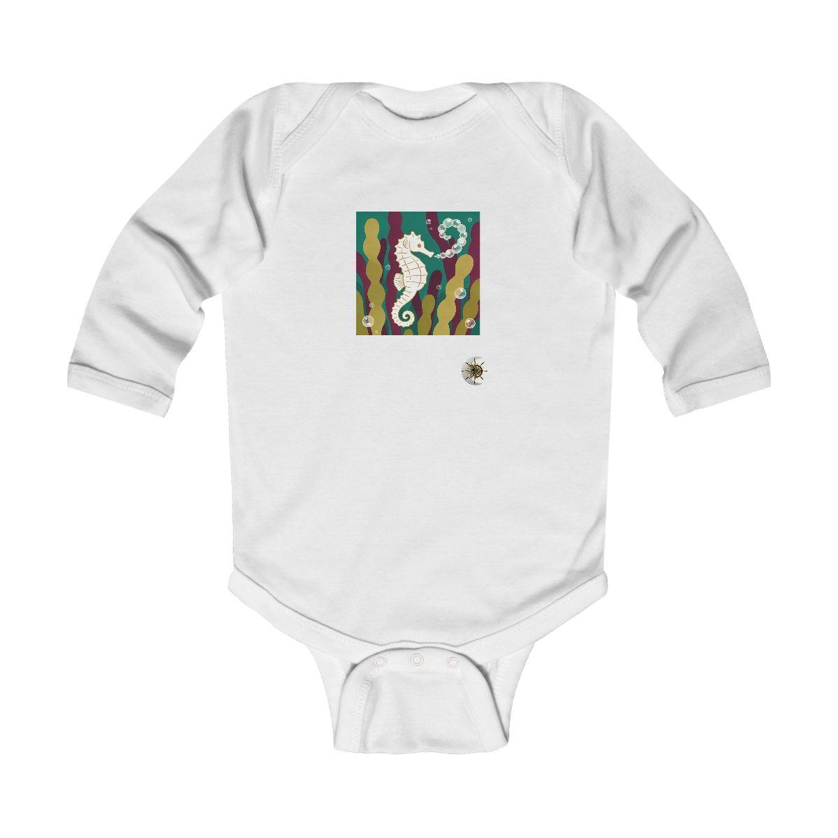 HD Seahorse Bubble Trail Infant Long Sleeve Bodysuit