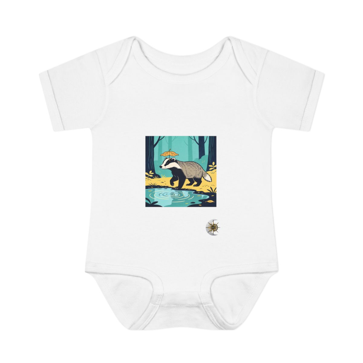 HD Rainy Day Badger Infant Baby Rib Bodysuit