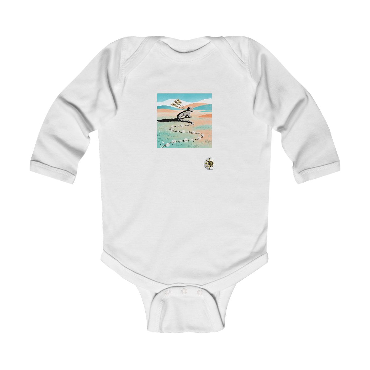 HD Stone creature with reed wings following a looping trail of seed fluff Infant Long Sleeve Bodysuit