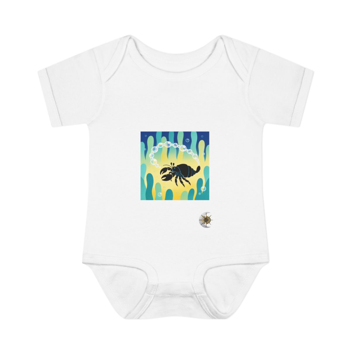 HD Bubble Trail Hermit Crab Infant Baby Rib Bodysuit