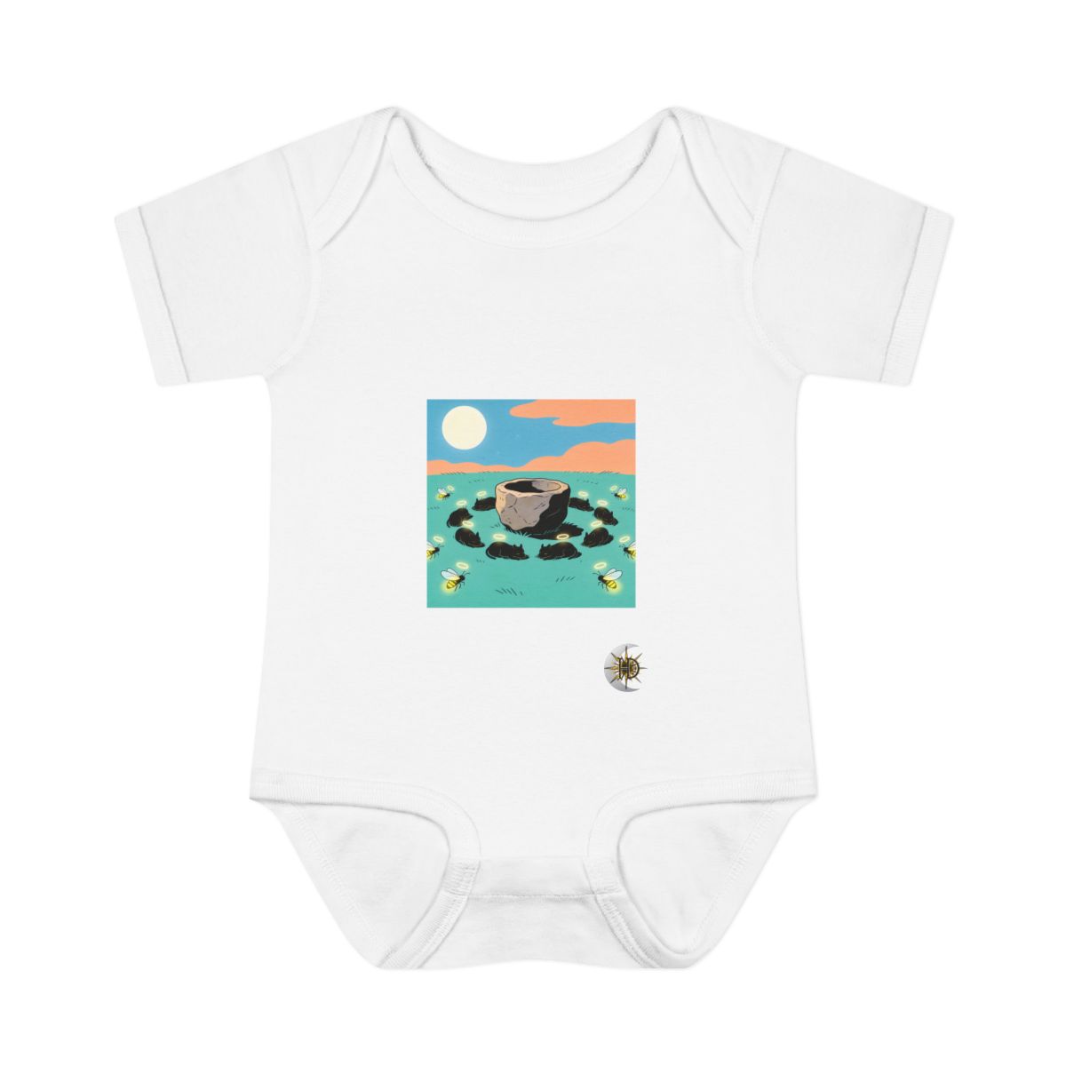 HD Moonhalo Cat Circle Infant Baby Rib Bodysuit