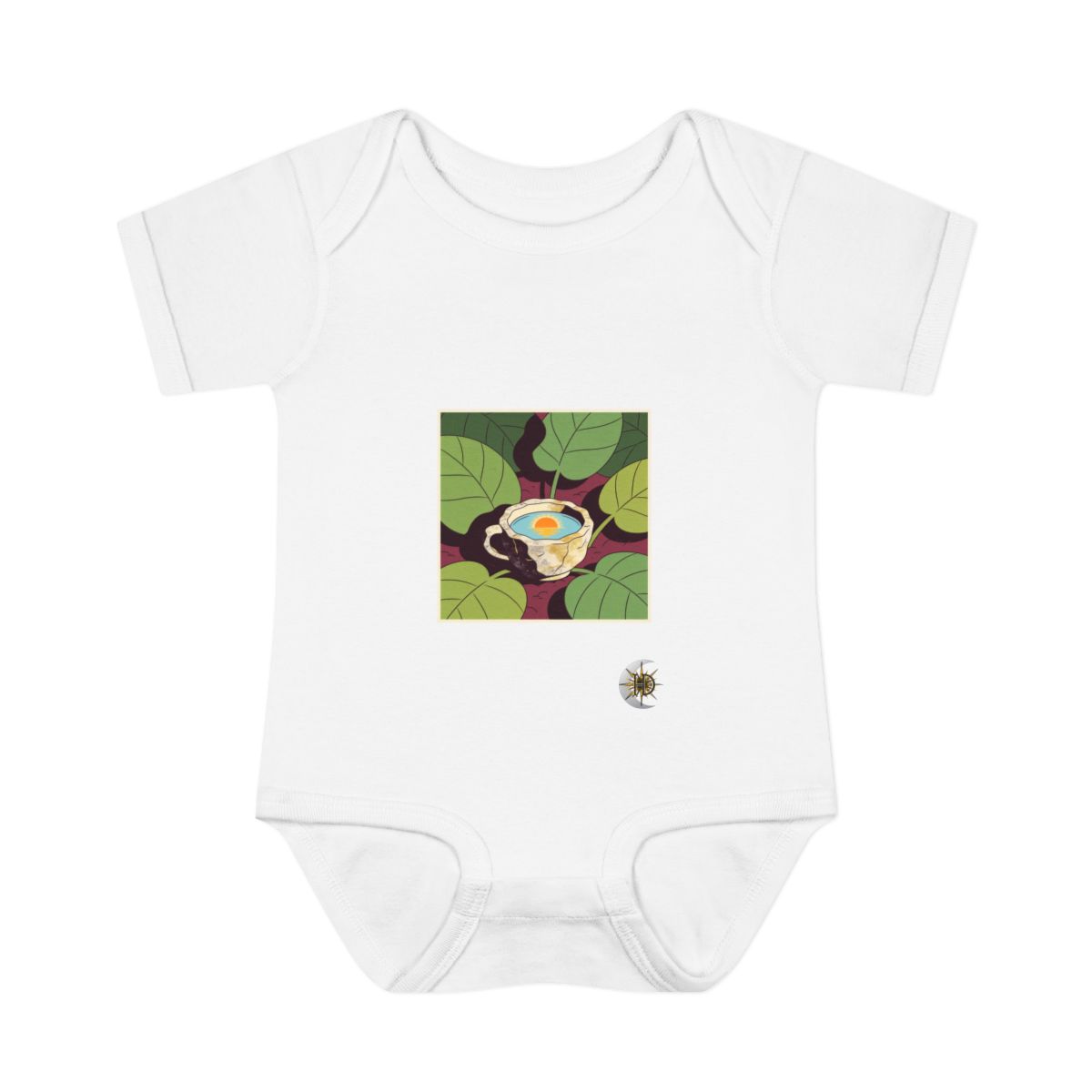 HD Cup-shaped rock basin cradling a pool of reflected sunrise Infant Baby Rib Bodysuit