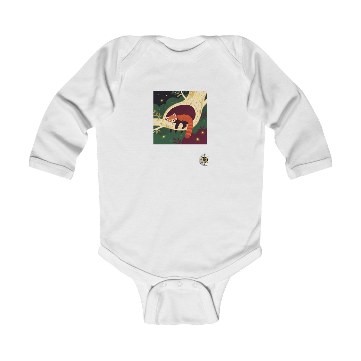 HD Red panda napping inside a curved hollow branch Infant Long Sleeve Bodysuit