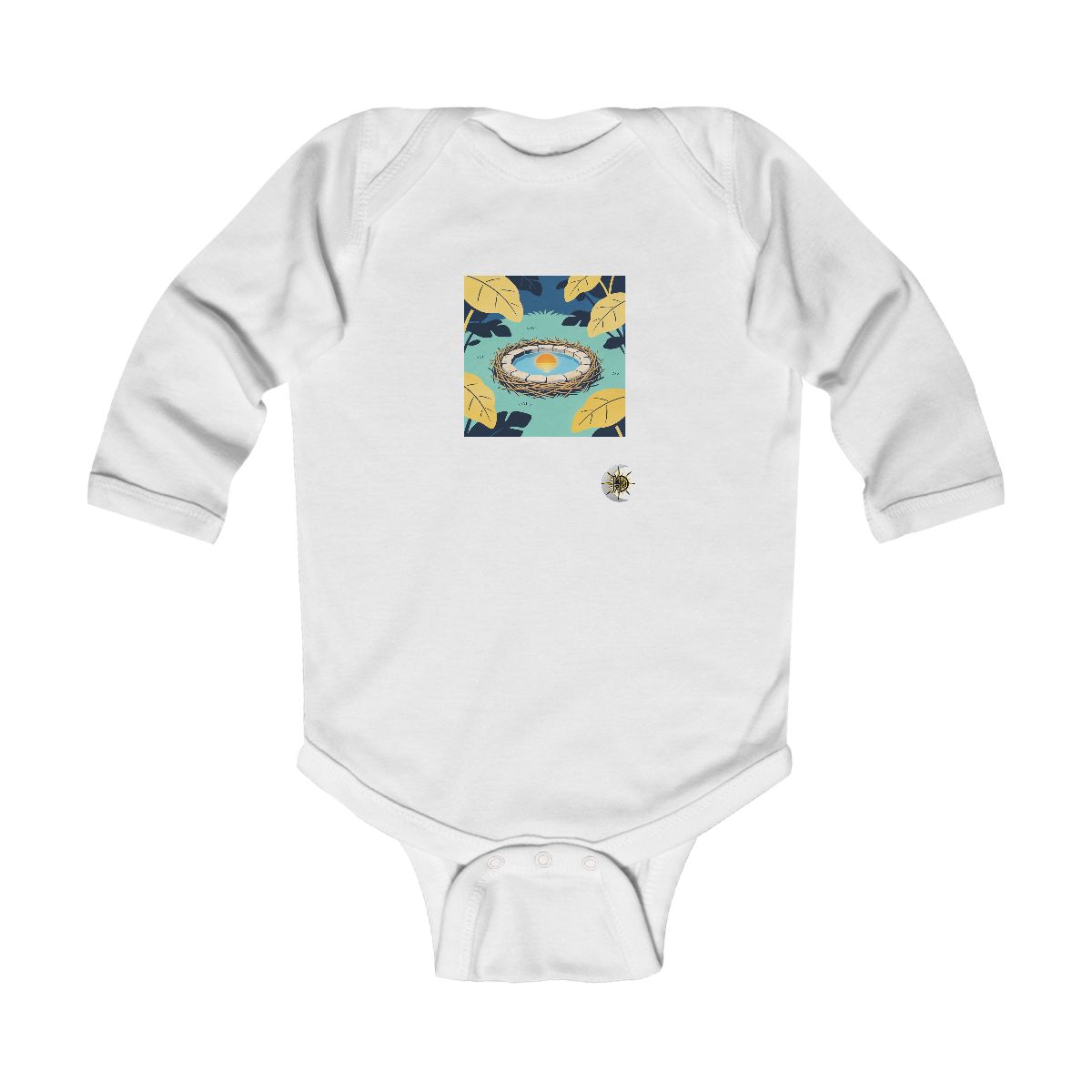 HD Nest-shaped stone terrace cradling a pool of reflected sunrise Infant Long Sleeve Bodysuit