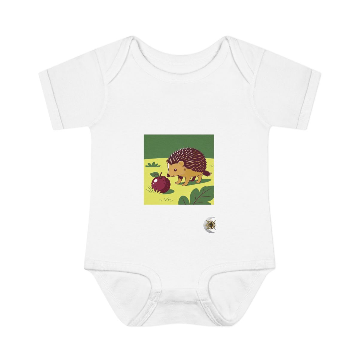 HD Hedgehog investigating an oversized berry Infant Baby Rib Bodysuit