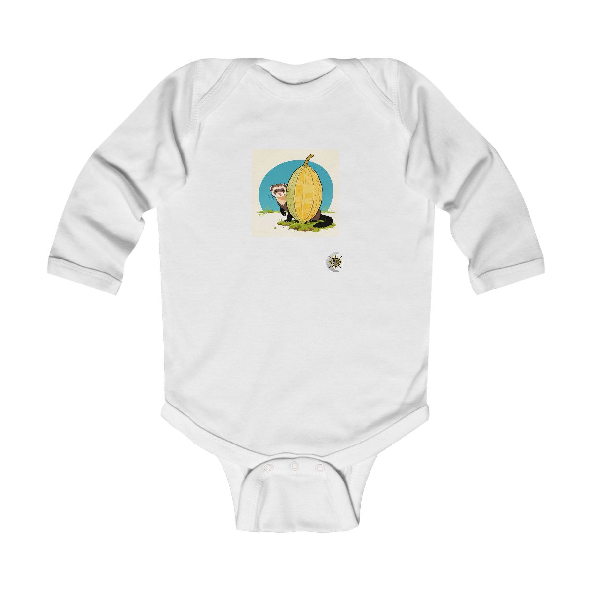 HD Ferret peeking around a giant seedpod Infant Long Sleeve Bodysuit