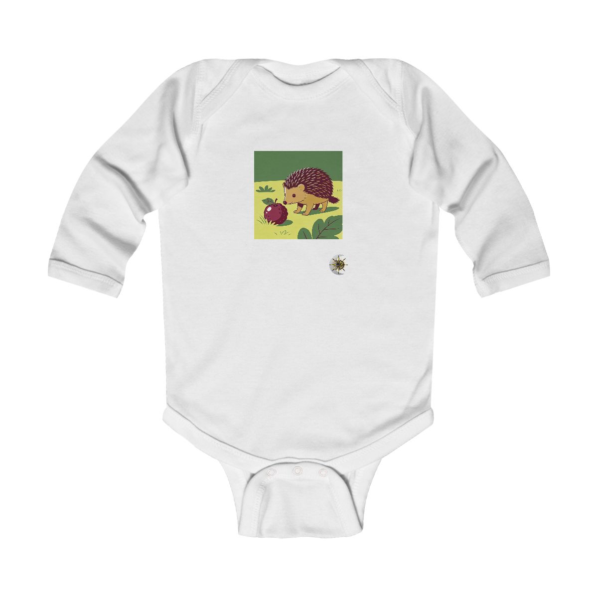 HD Hedgehog investigating an oversized berry Infant Long Sleeve Bodysuit