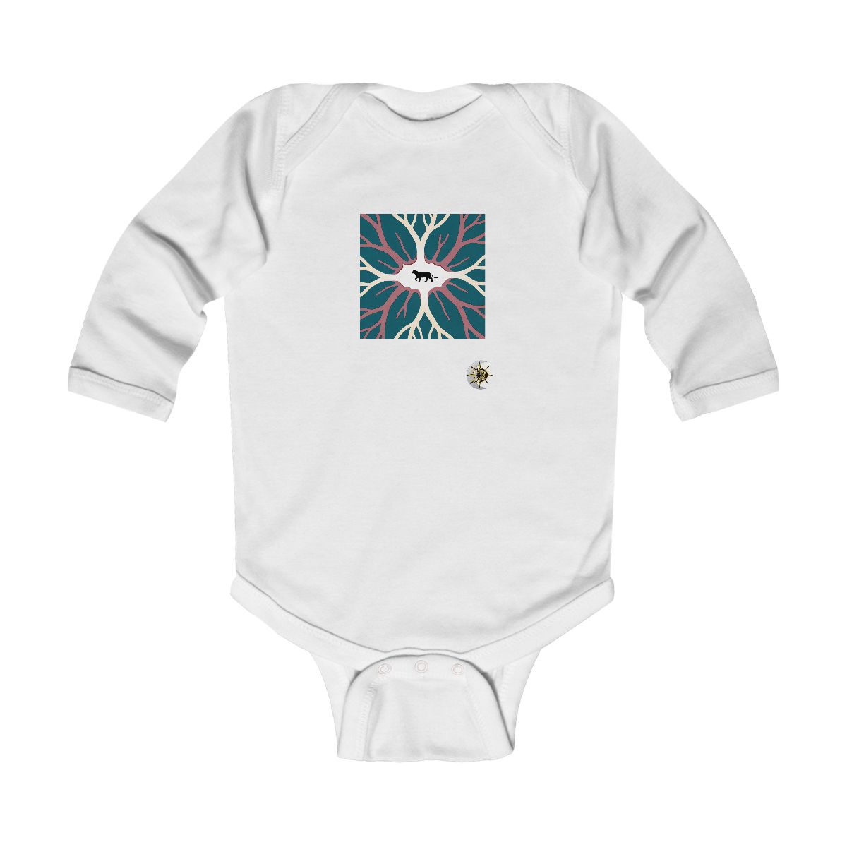 HD River-vein motif opening outward from an off-center quiet region Infant Long Sleeve Bodysuit