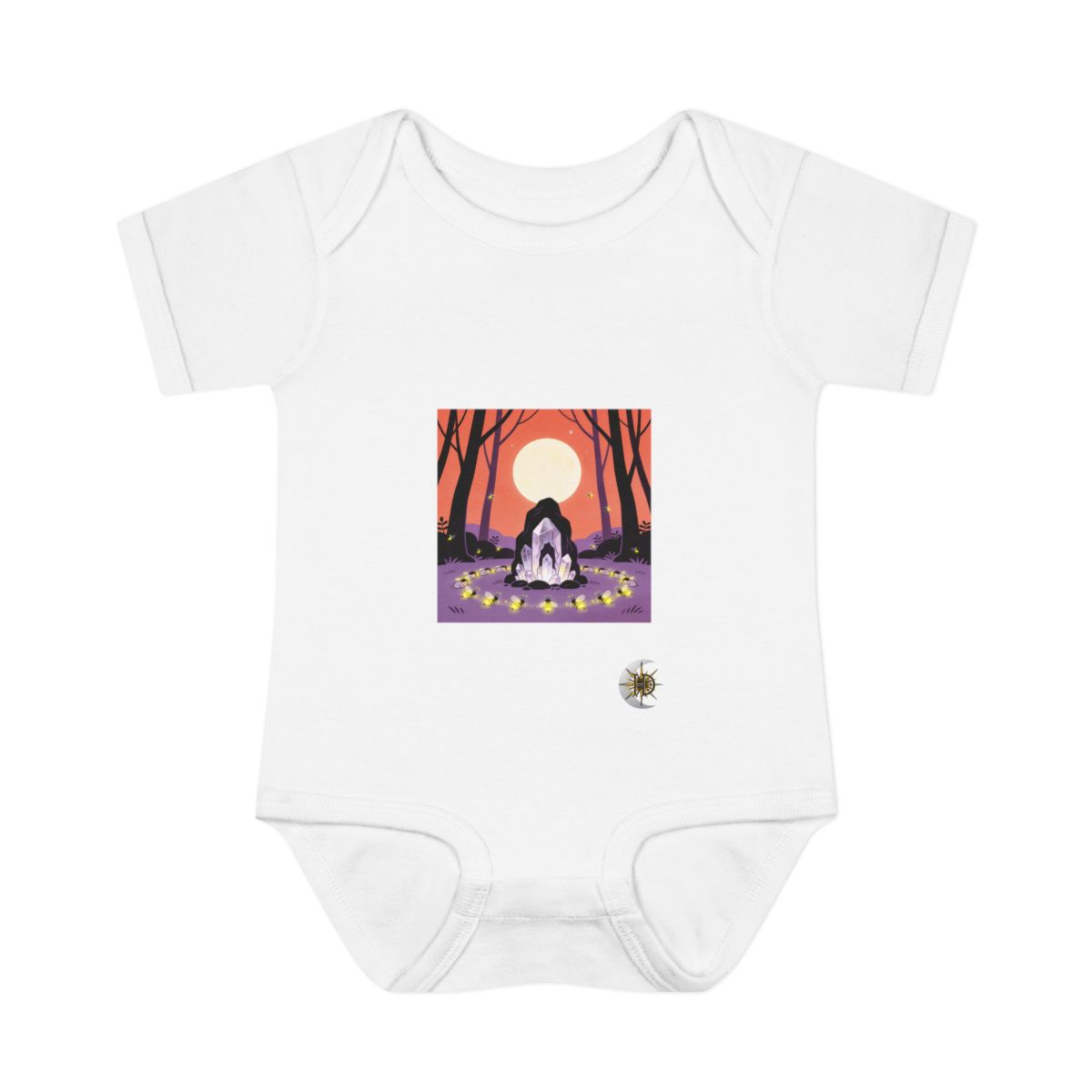 HD Crystal grotto surrounded by a ring of sleeping fireflies Infant Baby Rib Bodysuit