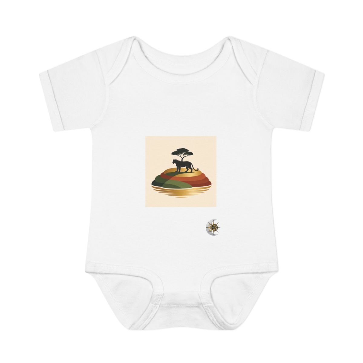 HD Island with one tree reduced to stacked rounded color planes Infant Baby Rib Bodysuit