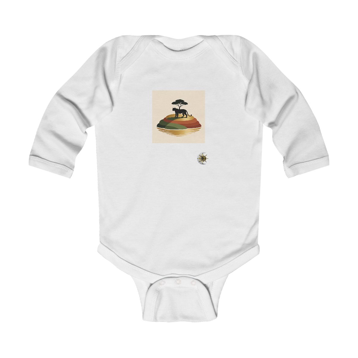 HD Island with one tree reduced to stacked rounded color planes Infant Long Sleeve Bodysuit