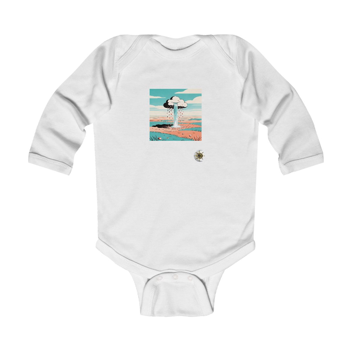 HD Cloud with a waterfall receiving a shower of falling petals Infant Long Sleeve Bodysuit
