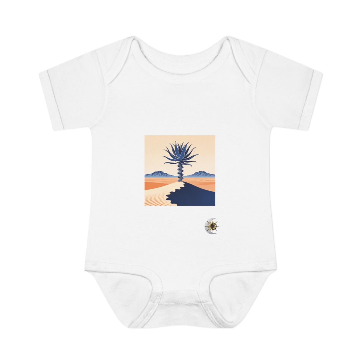 HD Spiral aloe rising behind a scalloped dune Infant Baby Rib Bodysuit