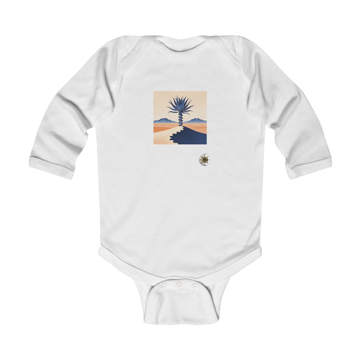 HD Spiral aloe rising behind a scalloped dune Infant Long Sleeve Bodysuit